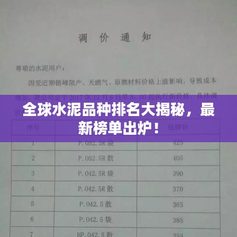 全球水泥品种排名大揭秘，最新榜单出炉！